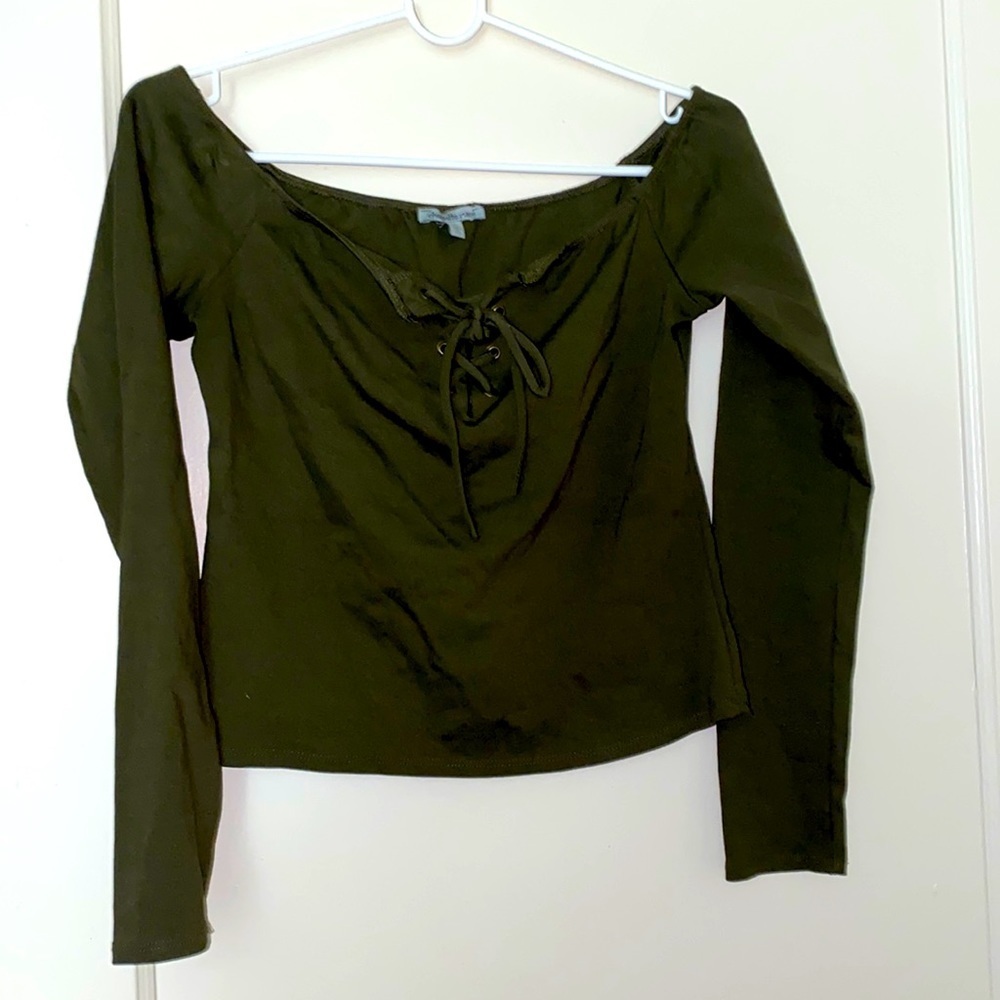 charlotte russe olive green top size: M